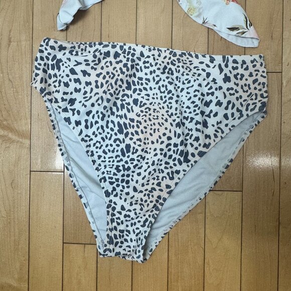 Size Large 2 Piece Swimsuit Sexy Tie Front Lace up Retro Bikini Sets Bundle - Picture 5 of 14